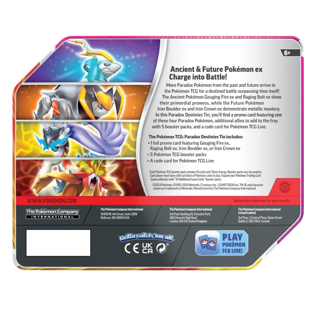 Pokemon TCG - Paradox (Iron Boulder) EX Destinies Tin